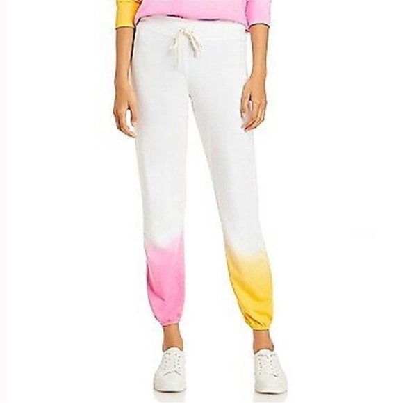 Sundry Anthropologie sweatpants pink white yellow NWT joggers Lounge - Picture 3 of 4